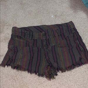 free people morning rain striped frayed short